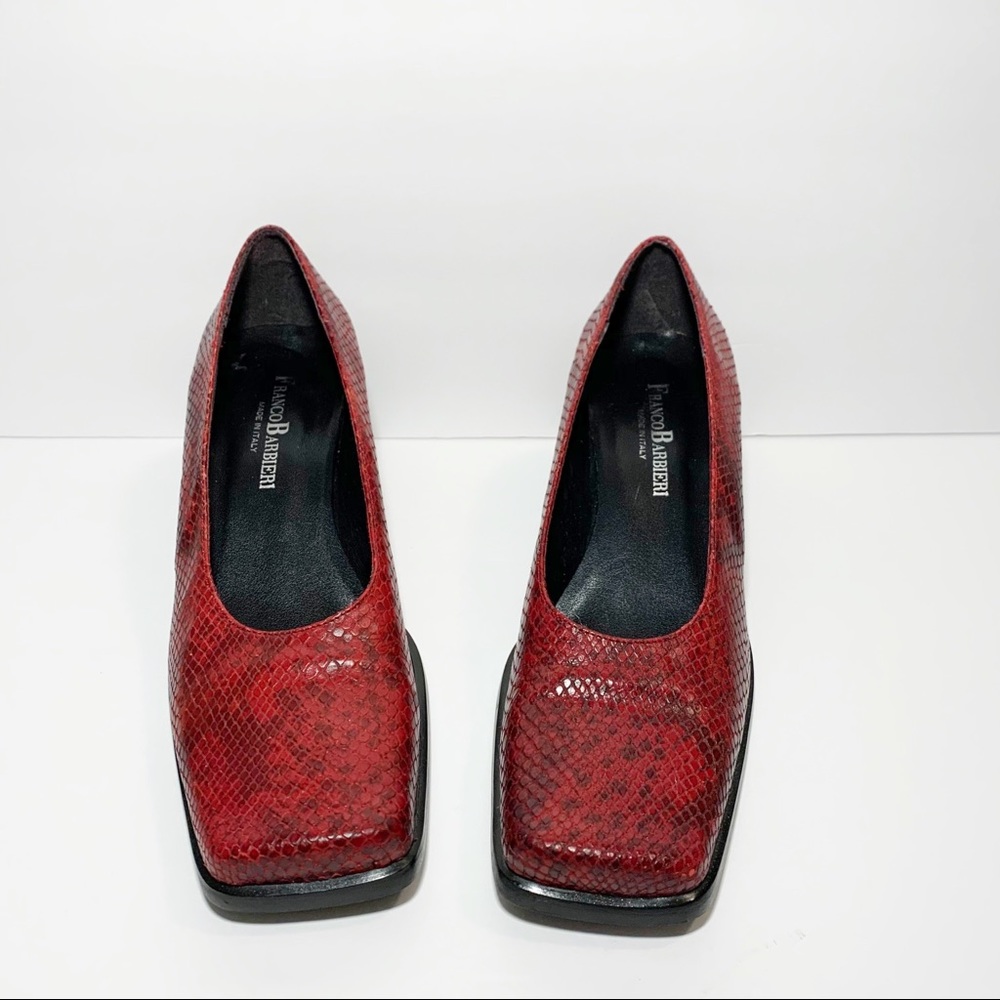 Franco Barbieri Red Black Snakeskin Heels Size 7